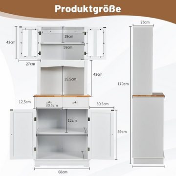KOMFOTTEU Küchenbuffet Küchenschrank mit 2 Schubladen und Türen, 68 x 40 x 170 cm