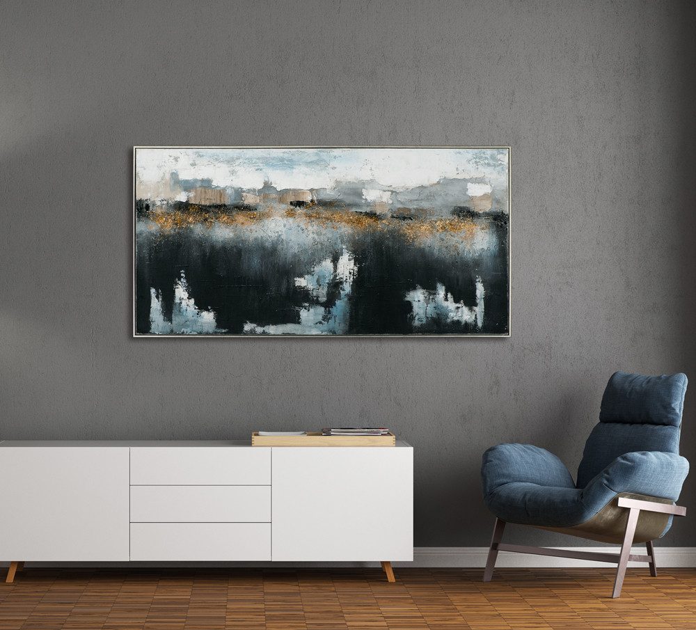 ArtUniverse Gemälde Impression Horizont mit goldenen Akzenten 72 x 142 cm, Abstrakt