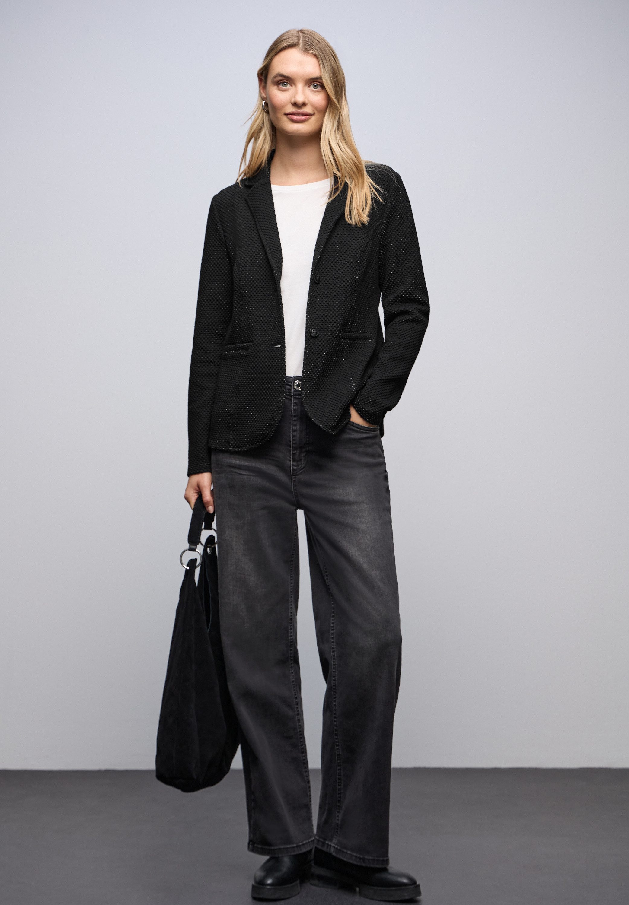 STREET ONE Jackenblazer Sanft glitzernder Look und mit feinem Strukturmuster