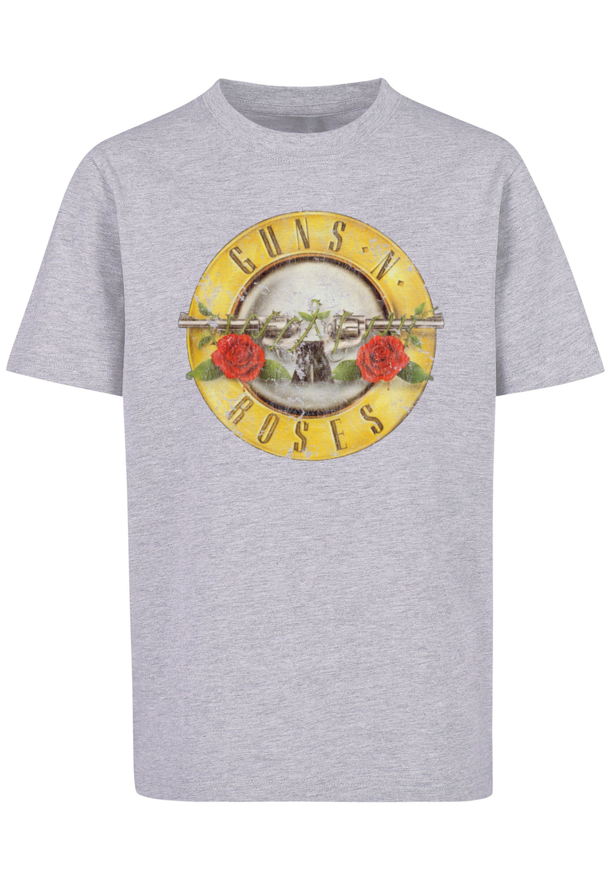 Print Classic Vintage Roses Logo 'n' heather F4NT4STIC Black (Distressed) Band Guns grey T-Shirt