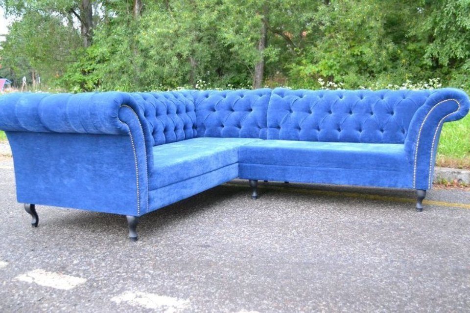 JVmoebel Chesterfield-Sofa Chesterfield Eckcouch Polster Sitz Stoff Garnitur Wohnlandschaft Sofas, Made in Europa