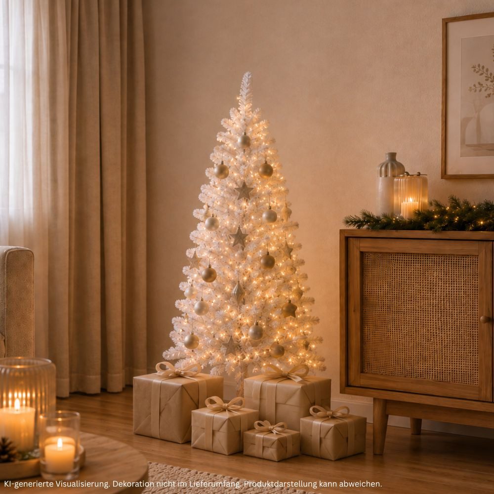 RS Trade Künstlicher Weihnachtsbaum Weihnachtsbaum „Snowflake“ PVC 1015