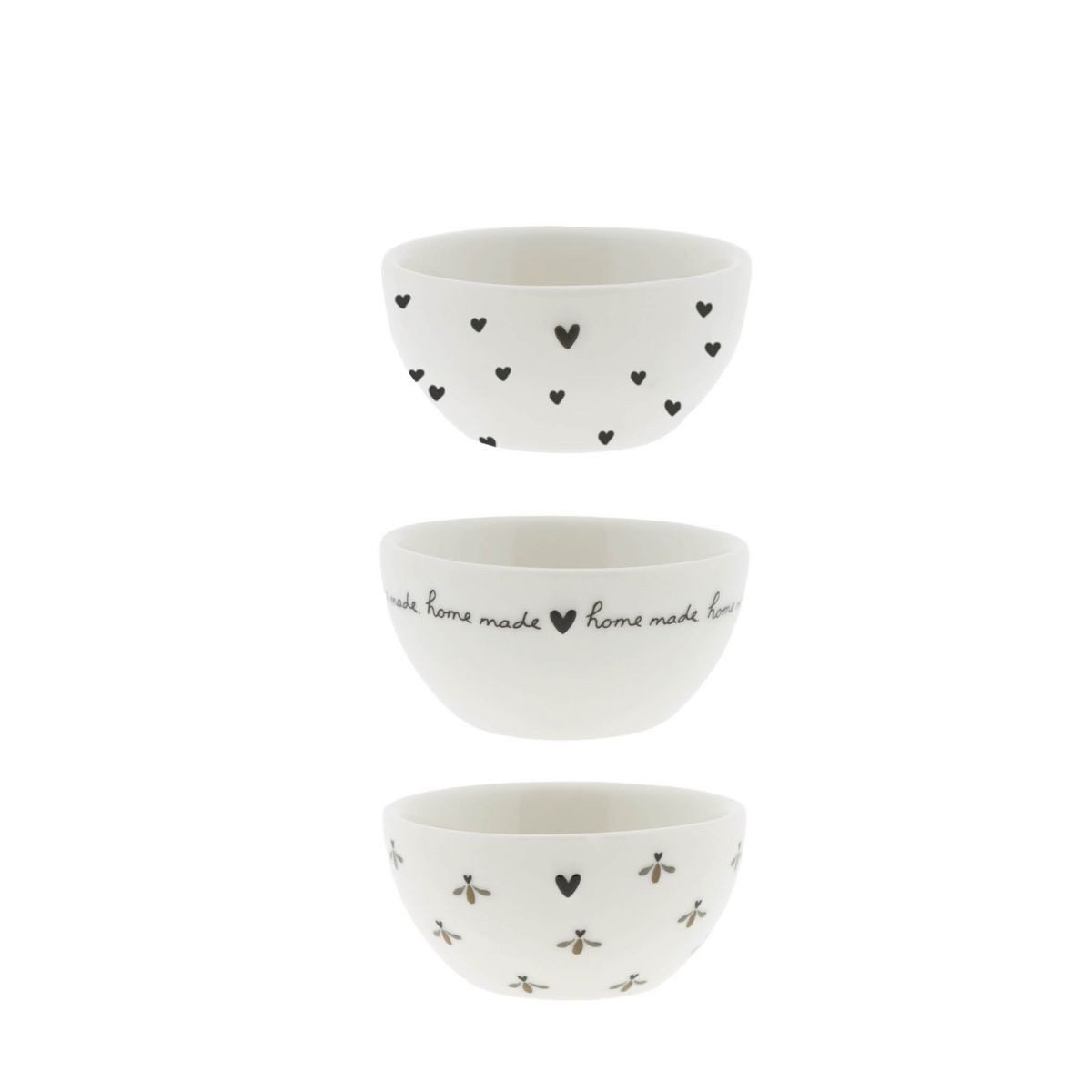 Bastion Collections Snackschale Beige Titan, Keramik, Spülmaschinengeeignet, Weiß, Herzen, H: 3cm