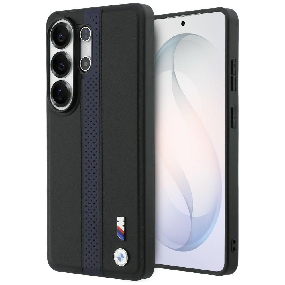 BMW Handyhülle MagSafe Galaxy S26 Ultra Kunstleder schwarz Streifen blau Logo Metall 6,9 Zoll, Kantenschutz