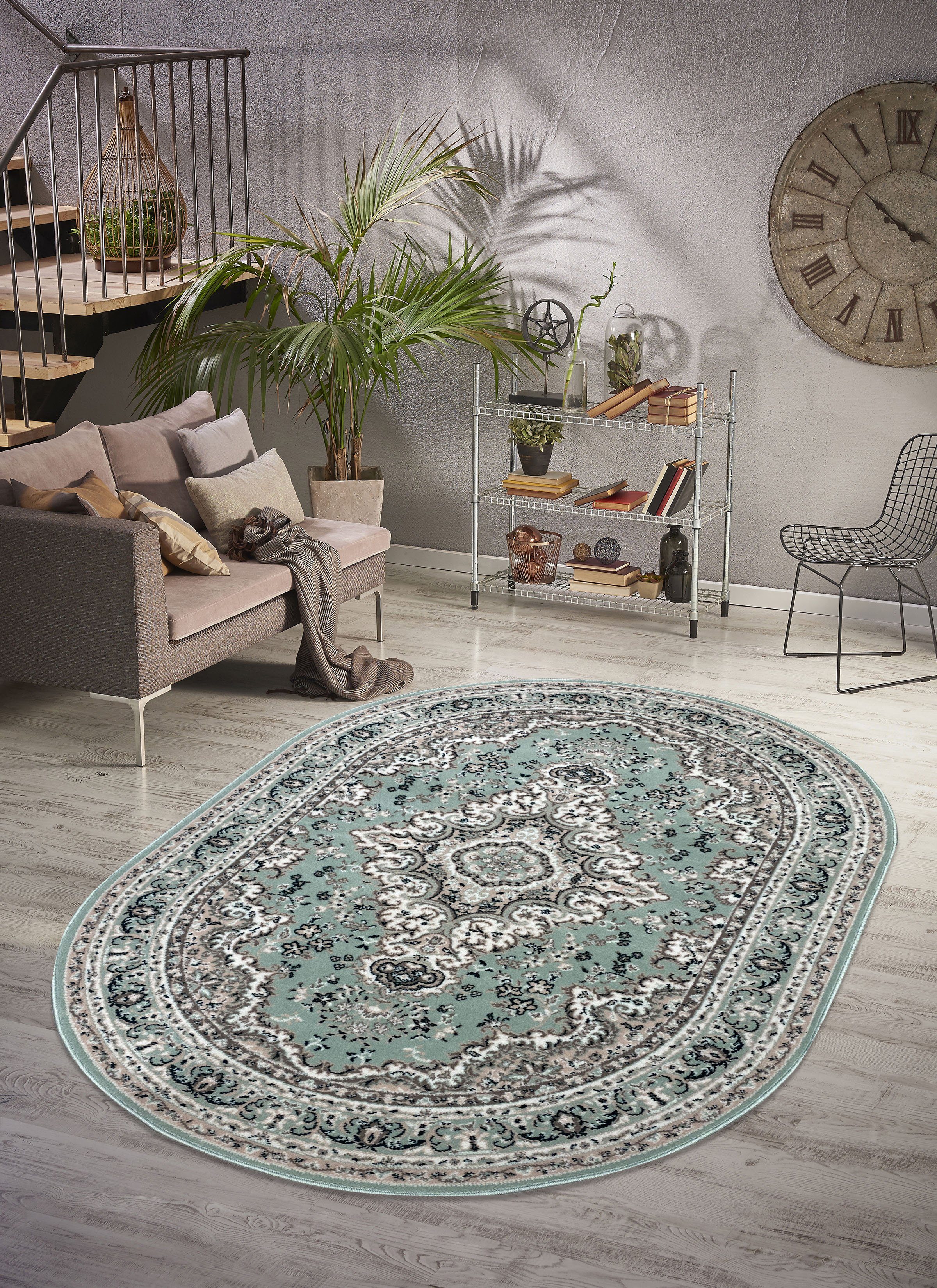 Teppich Oriental, Home affaire, oval, Höhe: 7 mm, Orient-Optik, mit  Bordüre, Kurzflor, pflegeleicht, elegant