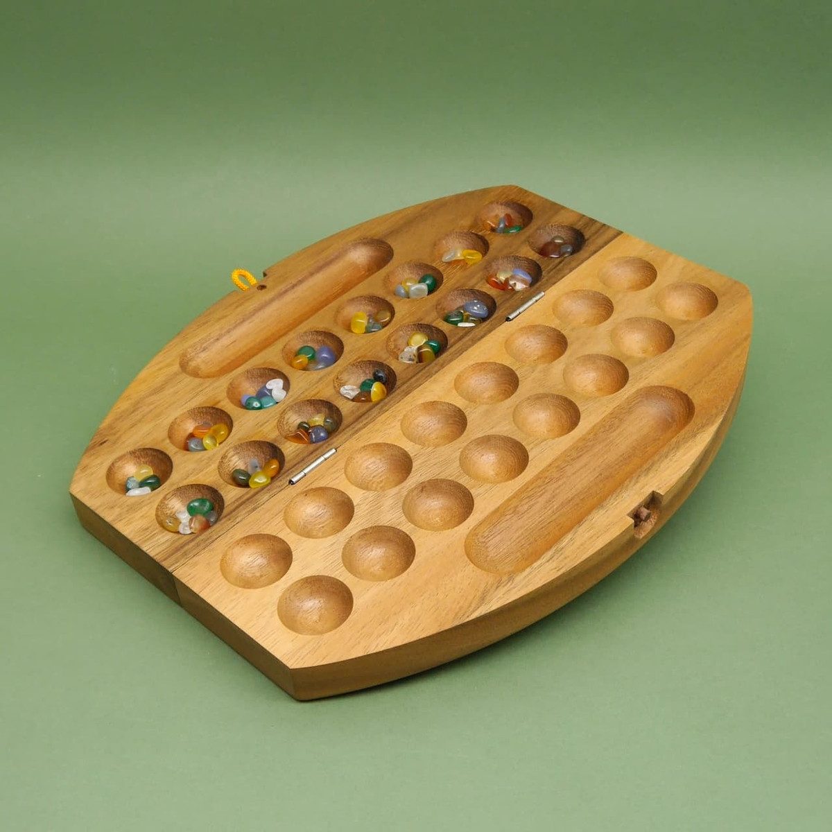 ROMBOL Denkspiele Spiel HUS BAO - klappbares Steinchenspiel, Brettspiel, Holzspiel