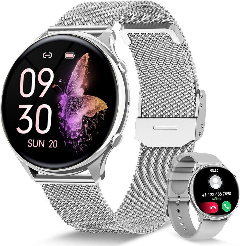 Fanttik Smartwatch Damen mit Telefonfunktion Smartwatch (3.53 cm/1,39 " Zoll, HD Touchscreen) Fitness Tracker Uhr mit 120+Sportmodi, mit 2 Kombinationen von Armbändern, Fitnesstracker mit IP68/Herzfrequenz/SpO2/BlutdruckEchtzeitüberwachung