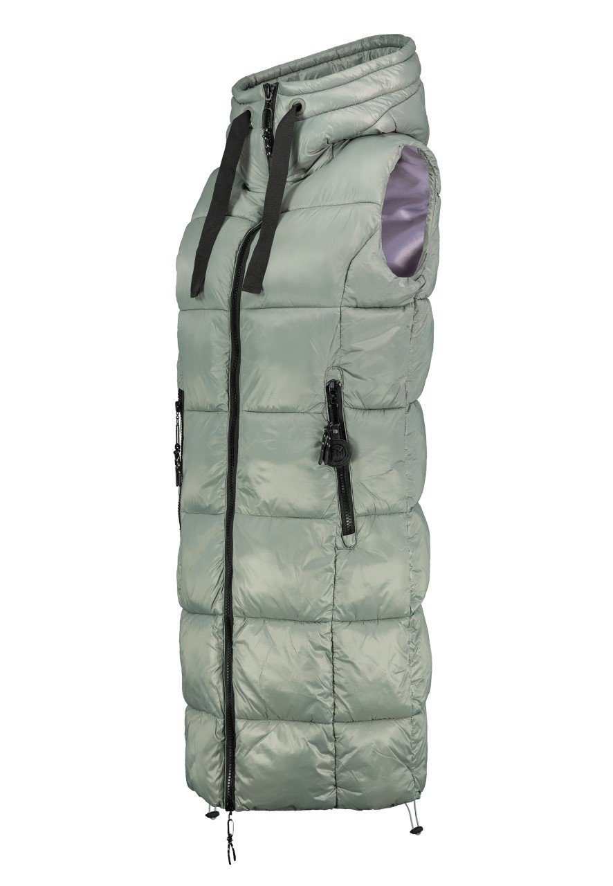 Fresh Made Steppweste Lange Stepp weste Kapuze Übergangs Herbst Frühlings Weste Windbreaker