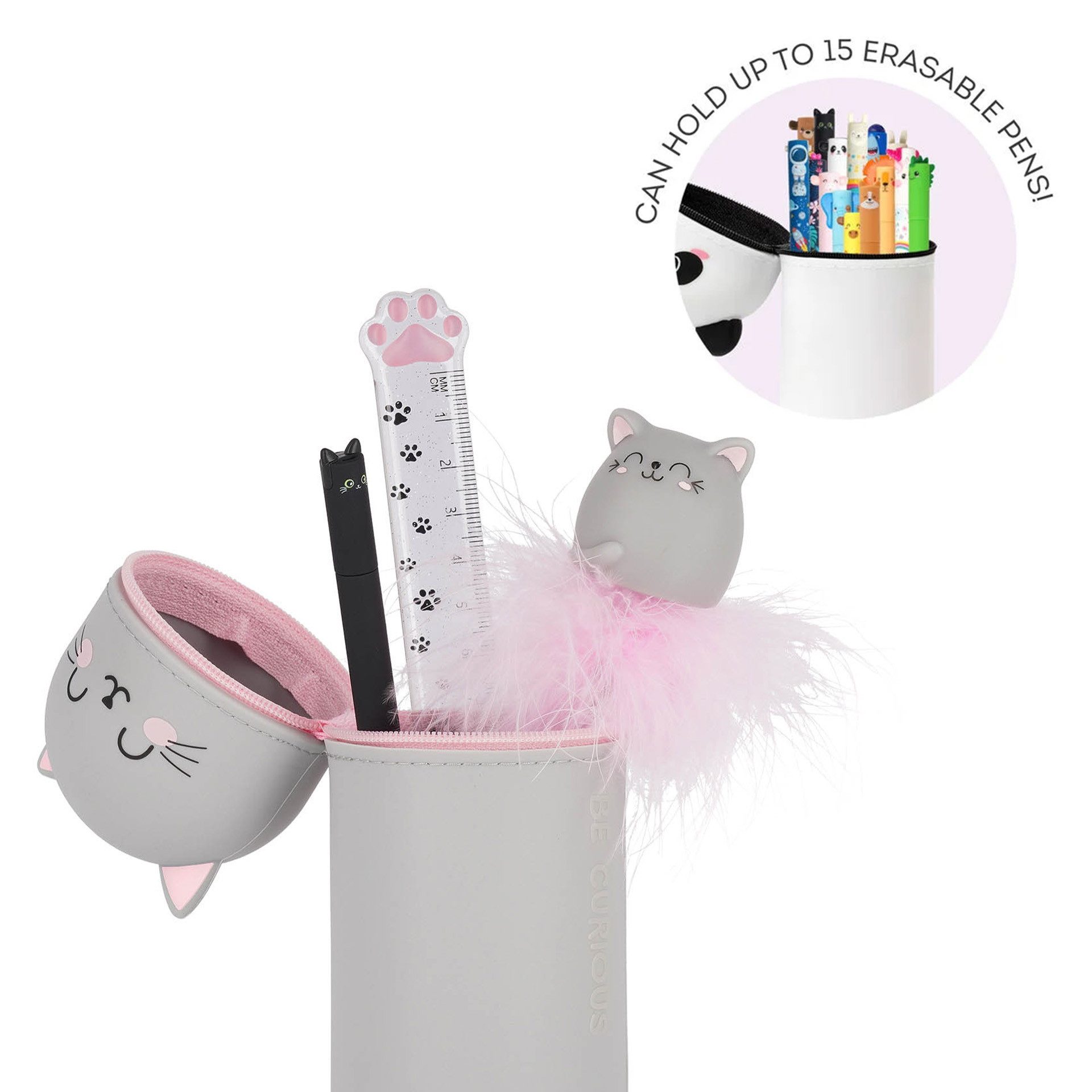Legami Federmäppchen Legami 2 in 1 Federmäppchen aus Silikon Kawaii Kitty Katze