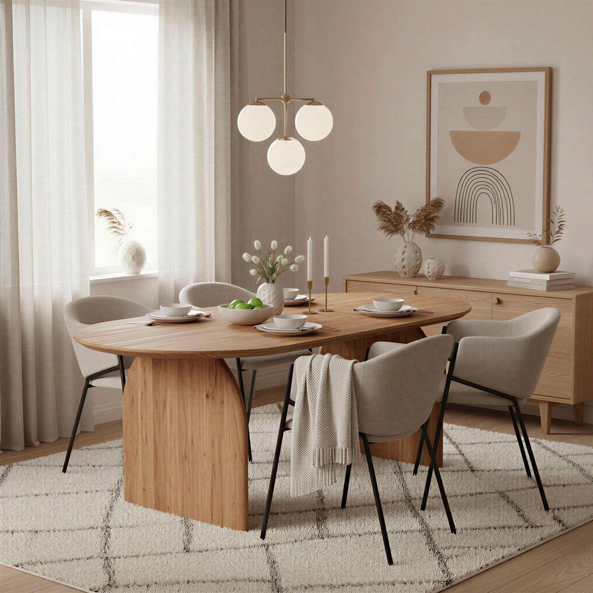 SIT Esstisch Malmö aus Akazie 200x100 cm mit markantem Holzgestell (1-St), 5 cm starke Akazienplatte mit natürlicher Maserung als Unikat
