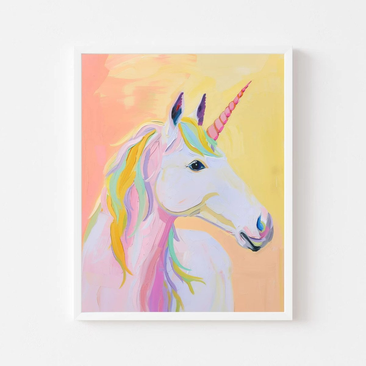 TPFLiving Kunstdruck (OHNE RAHMEN) Poster - Leinwand - Wandbild, Zauberhaftes Pastell-Wandbild, Märchenwelt, Leinwandbild (Leinwandbild XXL), Farben: Blau, Rosa, Gelb, Weiß, Lila, Orange -Größe: 20x30cm