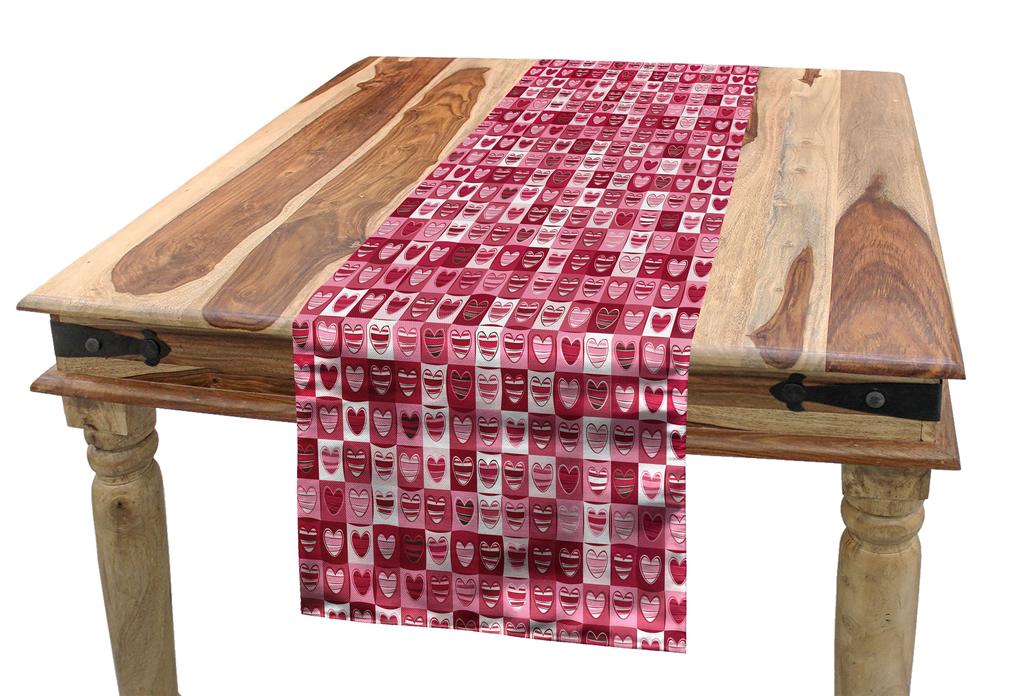 Abakuhaus Tischläufer Esszimmer Küche Rechteckiger Dekorativer Tischläufer, rosa, Weiß, Vintage Geometric