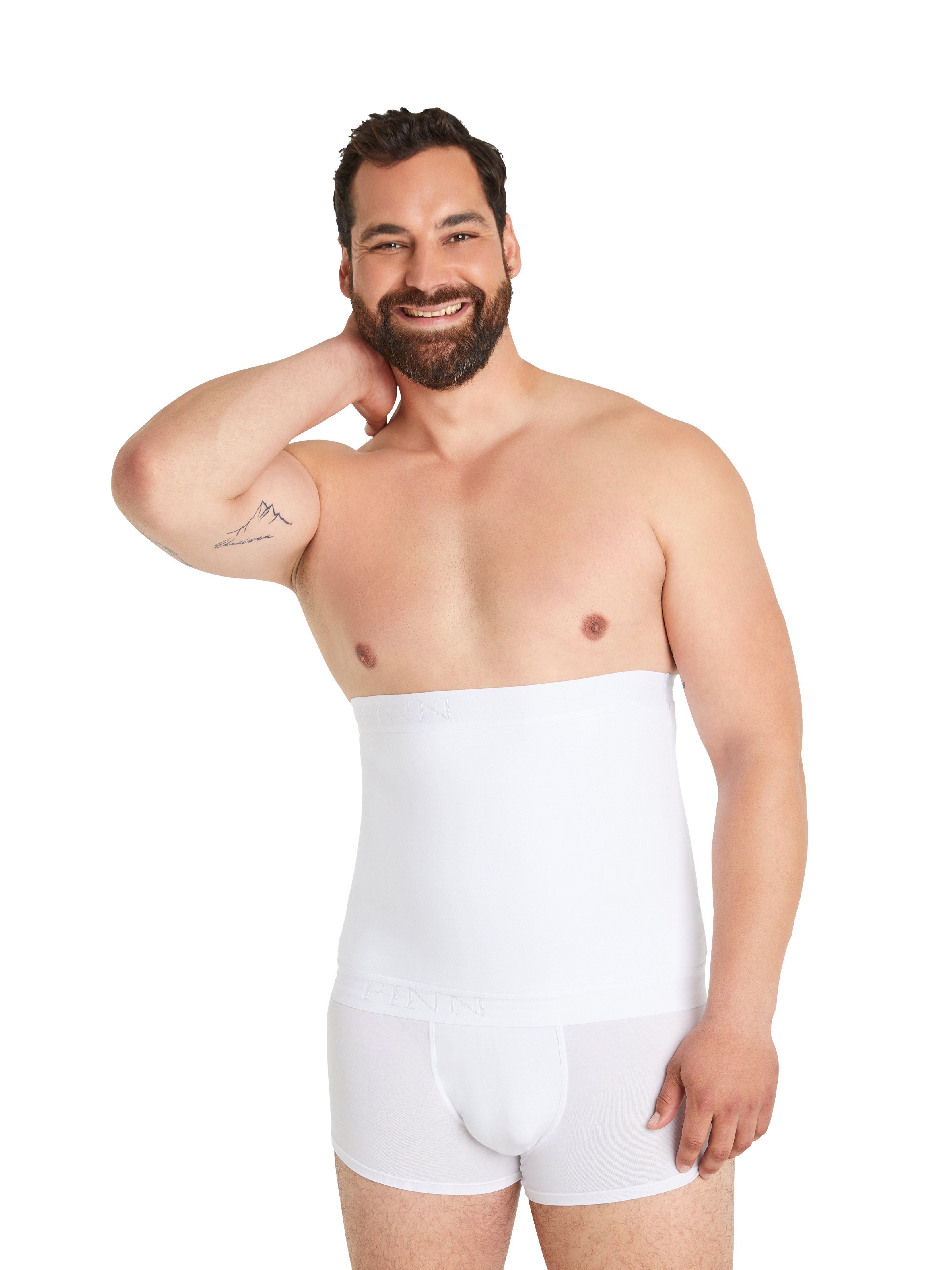 FINN Design Shapinghose Kompressions-Gürtel Herren Starker Body-Shaper für Männer Weiß