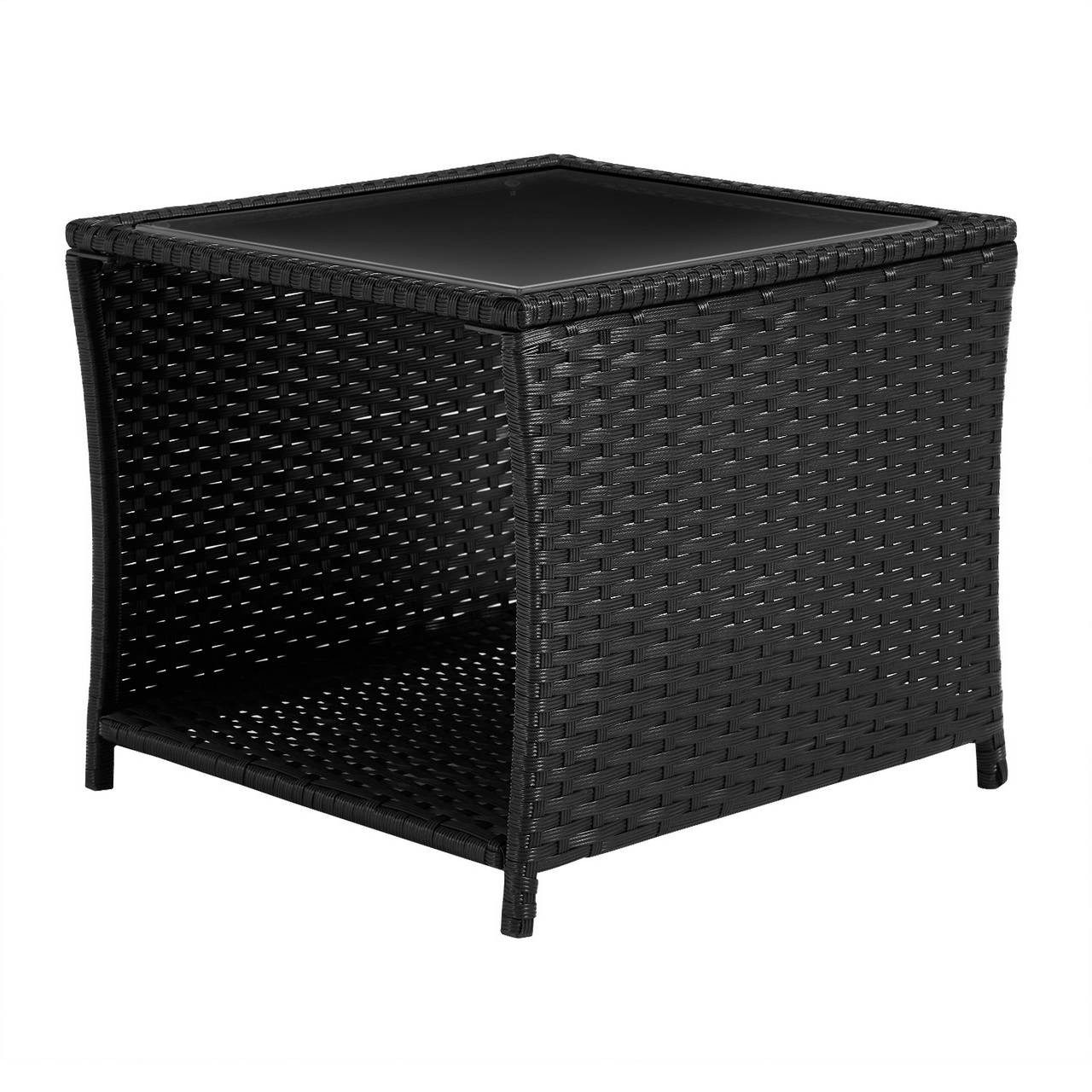 Woltu Gartentisch (1-St), mit Glasplatte offenem Fach, Balkontisch wetterfe günstig online kaufen