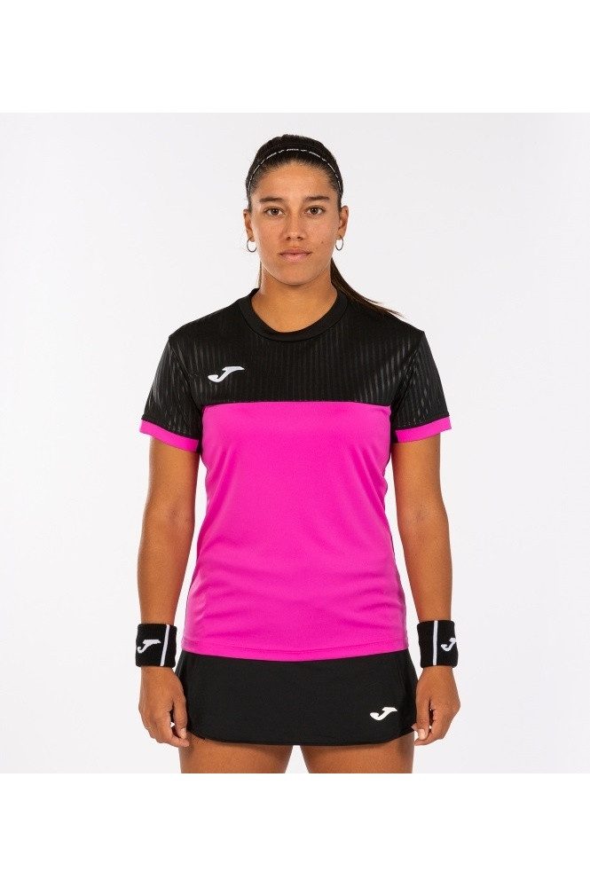 Joma Tennisshirt Montreal (100% Polyester) rosa/schwarz Damen