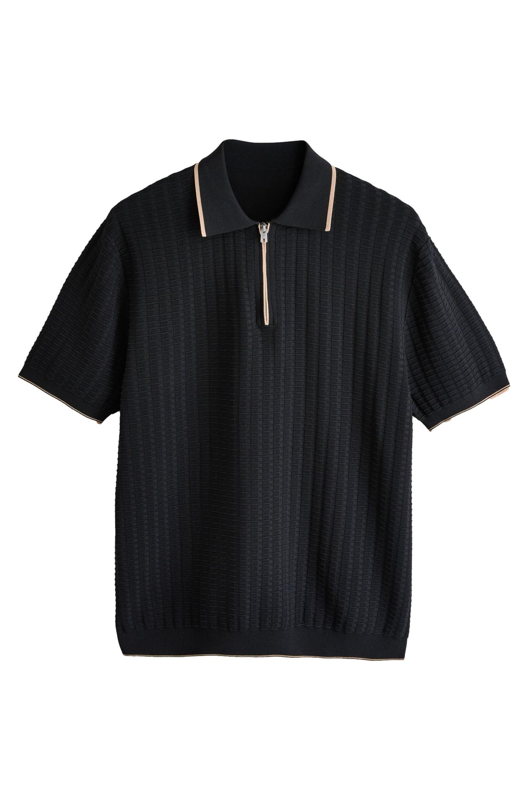 Poloshirt N. Premium Poloshirt mit RV-Kragen, Strickstruktur