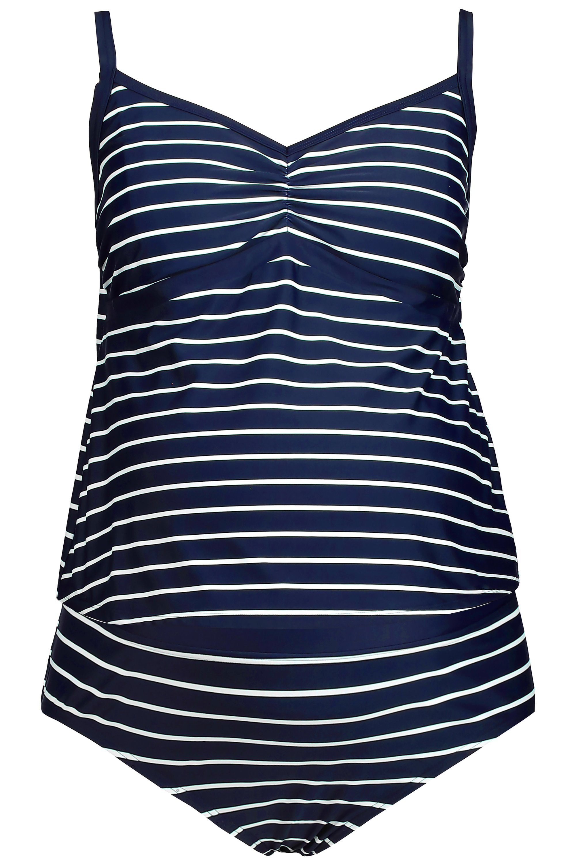 Ulla Popken Tankini Bellieva-Tankini Ringel Raffung günstig online kaufen