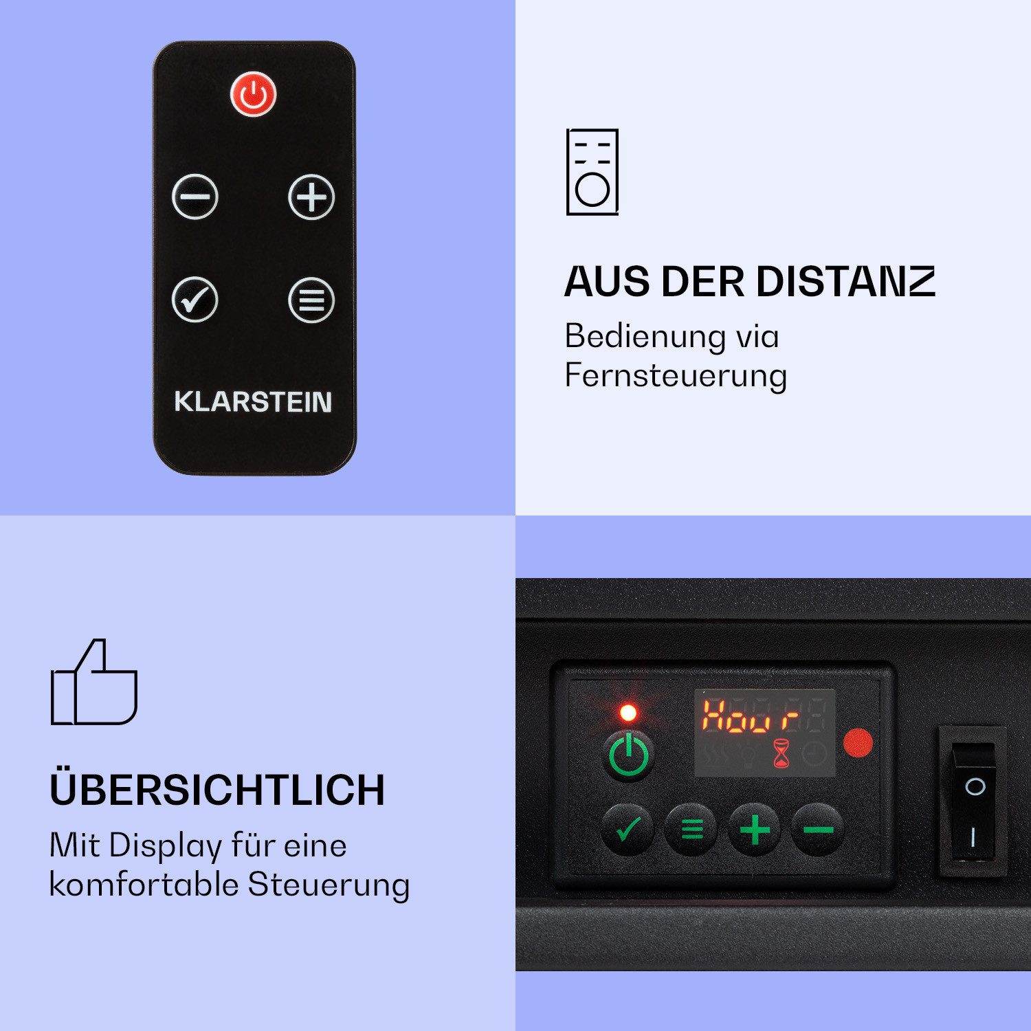 Klarstein Elektrokamin Studio 5 Arc, elektrischer Kamin mit Heizfunktion Heizlüfter elektrischer Kaminofen