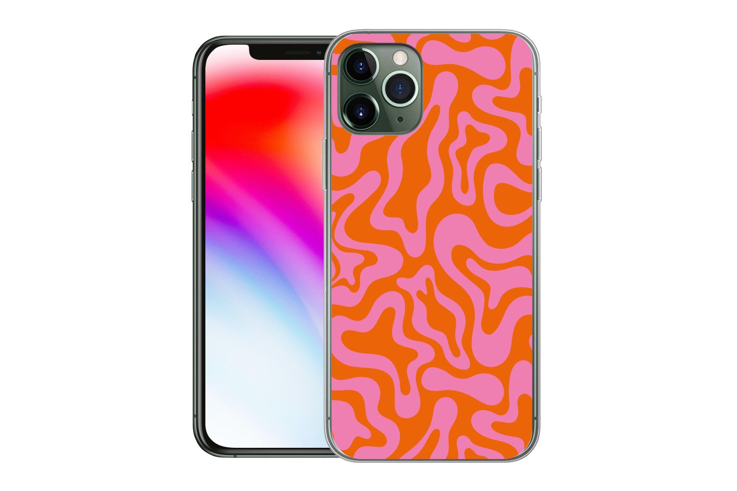 MuchoWow Handyhülle für Apple iPhone 11 Pro Muster - Rosa - Orange - Abstrakt - Modern, Smartphone-Bumper, Print, Handy Schutzhülle Dünn