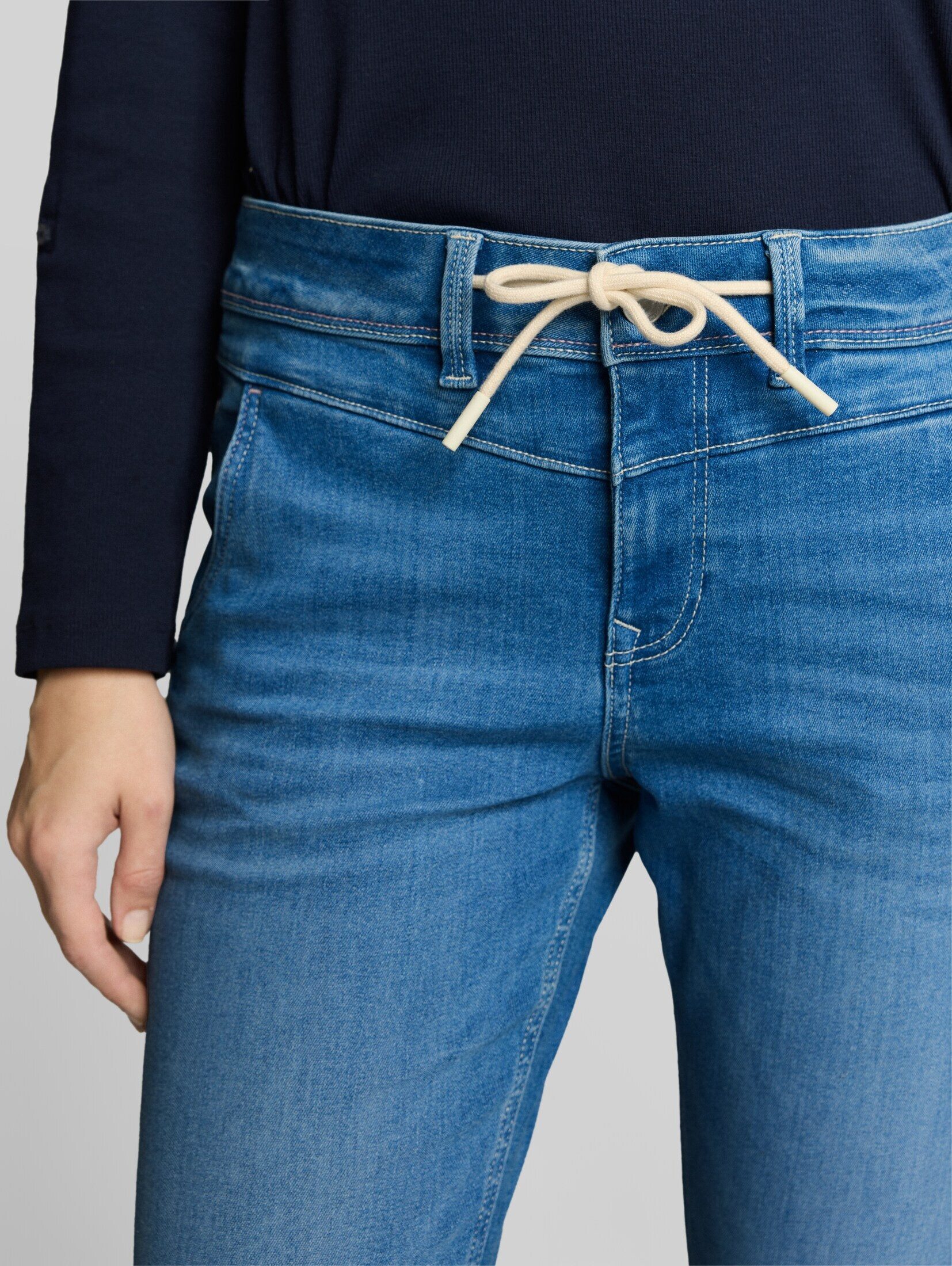TOM TAILOR Tapered-fit-Jeans Jeanshosen TTMAYA TAPERED Stretch Jeans mit Kordelzug – Bild 5 von 5