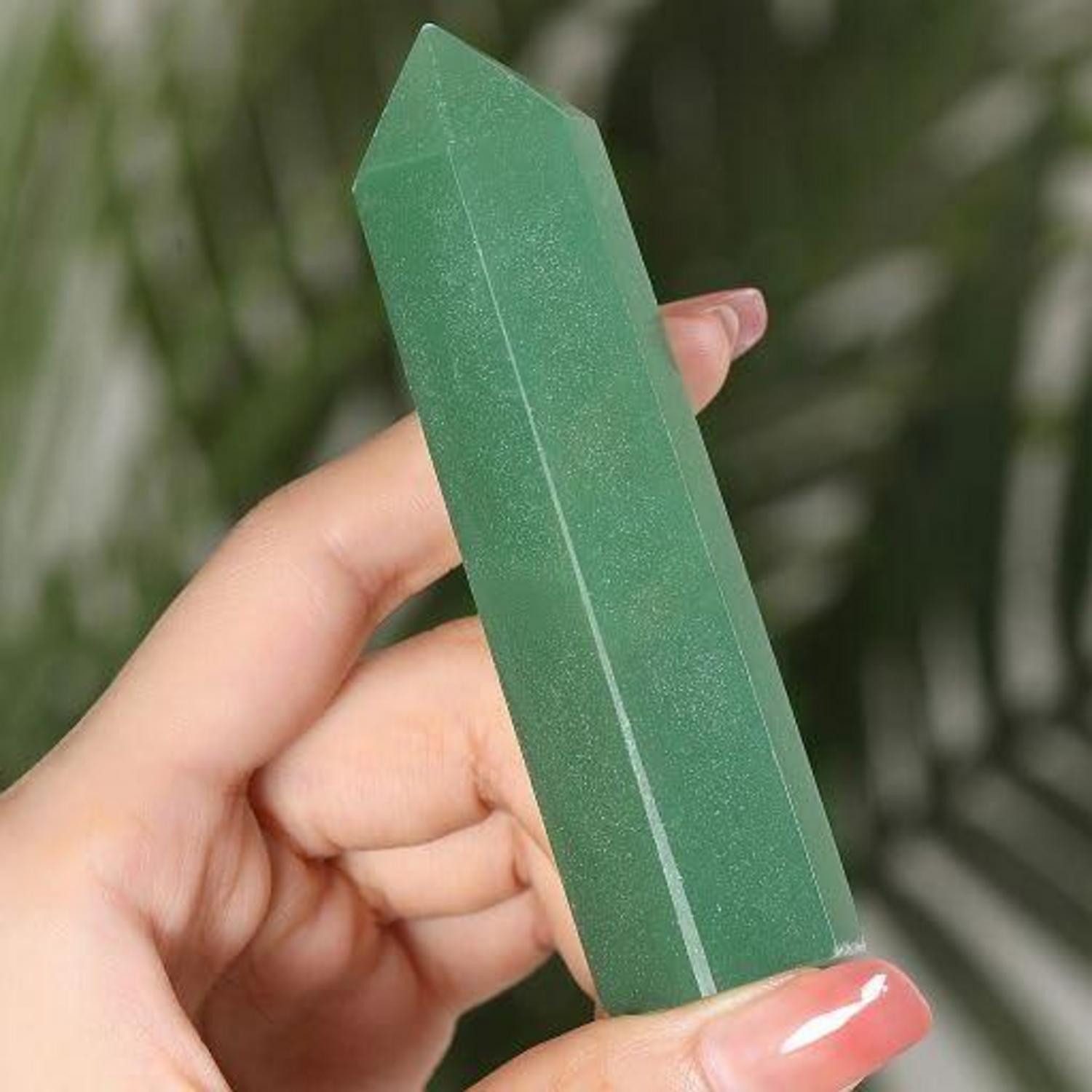 Edelstein Grüner Aventurin Kristall Turm Heilstein 9-10cm Meditation Reiki