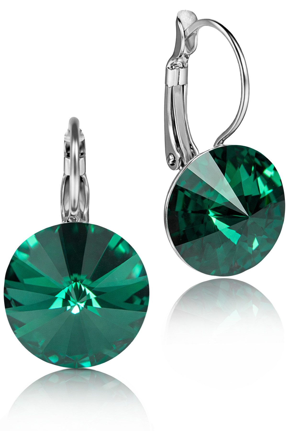 LUISIA® Paar Ohrhänger Silberne Ohrringe "Rivoli" mit 12 mm Kristallen von Swarovski® (2-tlg., inkl. Schmuckbox), Große Farbauswahl