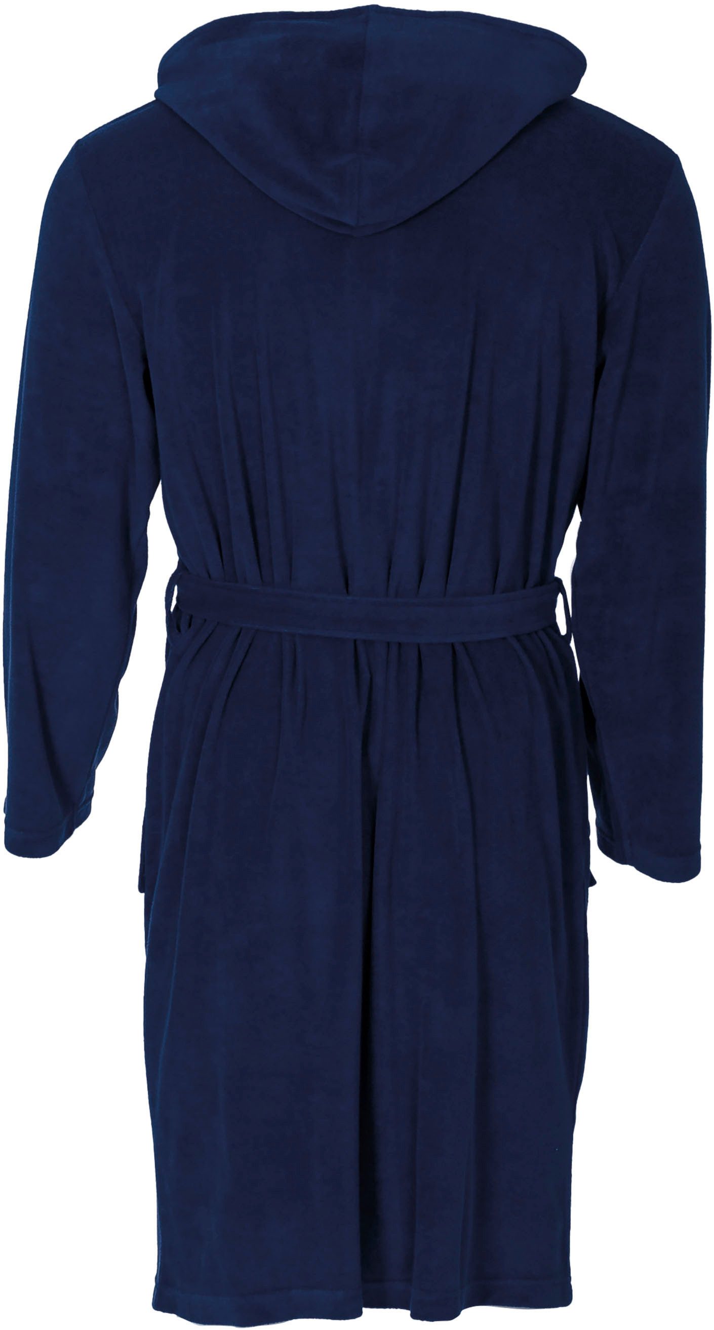 Wewo fashion Herrenbademantel 2031, ideal für Sauna & Spa, Hotelbademantel, Morgenmantel, Midilänge, Leichtfrottier, Kapuze, Reißverschluss, Gürtel
