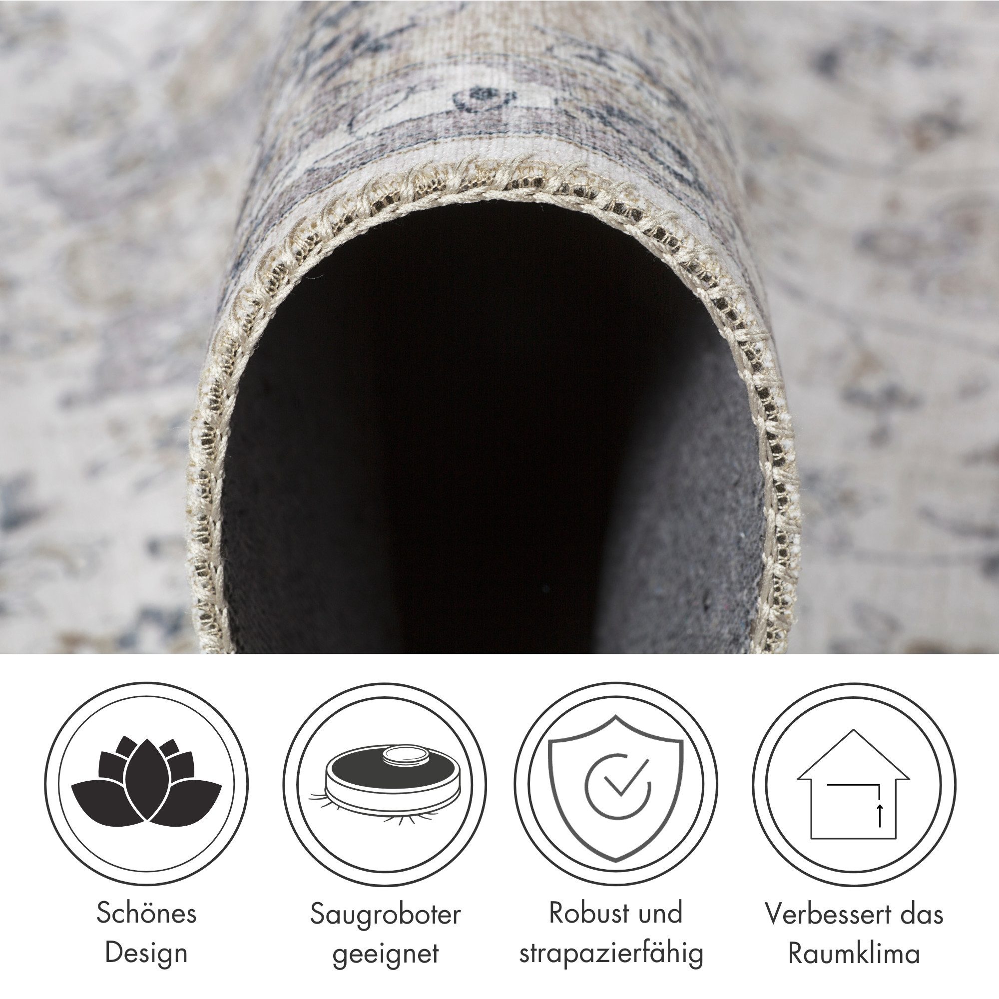 LUXOR living Teppich Prima 3, rechteckig, Höhe: 7 mm, Kurzflor, Orient-Optik, Vintage Design, auch als Läufer erhältlich