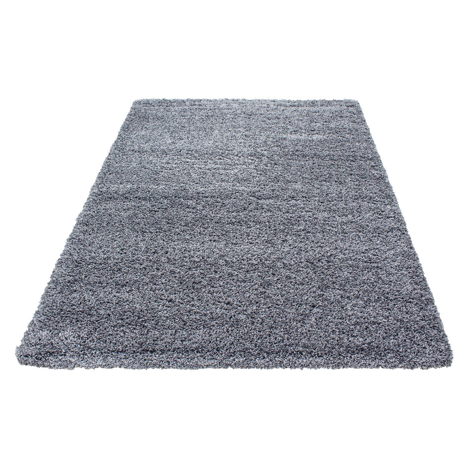 Flauschig Teppich Unicolor 30 - Grau Einfarbig, Höhe: Modern Weiche Einfarbig HomebyHome, Läufer, Wohnzimmer Shaggy mm, Teppich