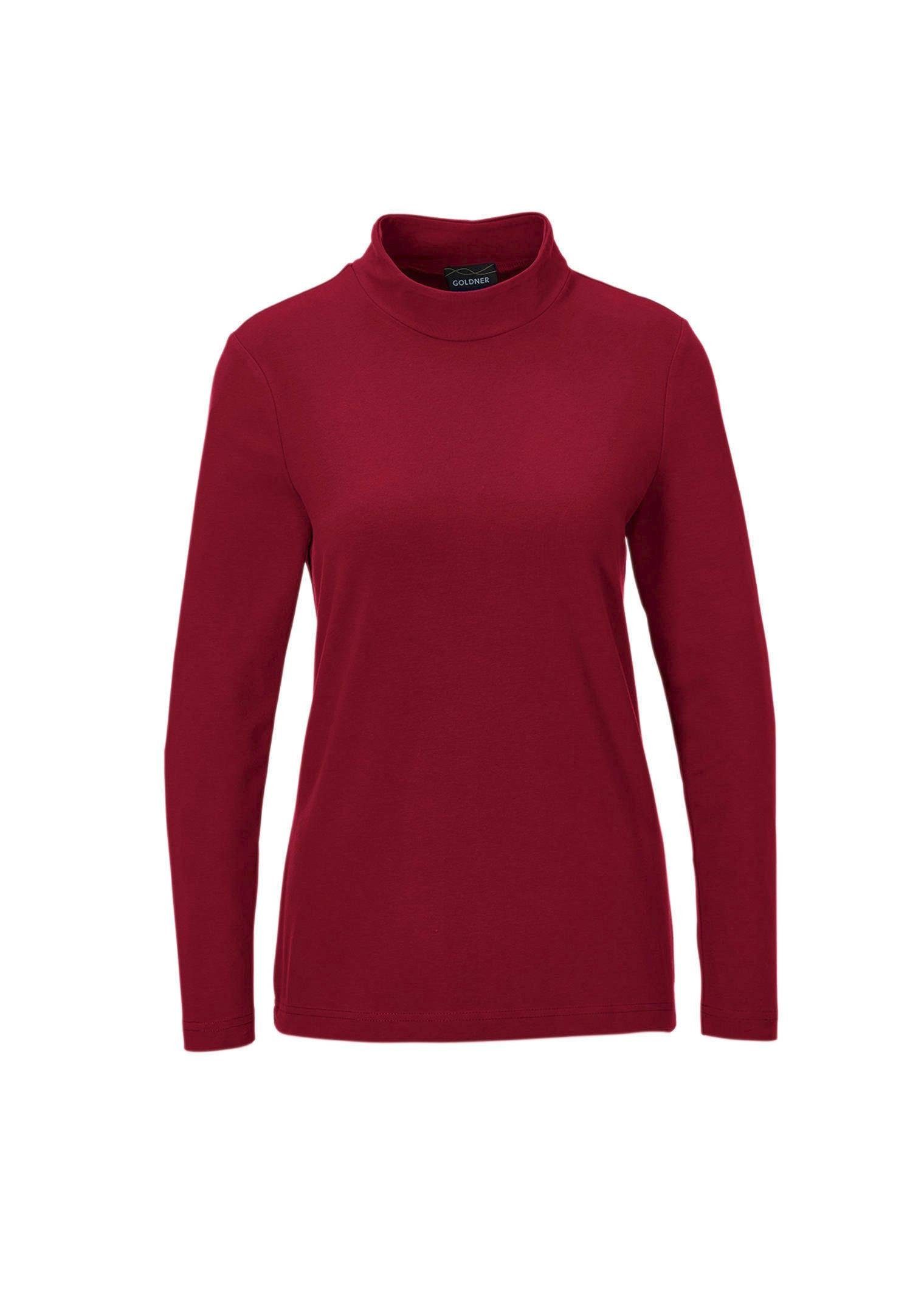 GOLDNER Langarmshirt Langarm Stehkragenshirt Baumwollmix Unifarbenes Modell mit Stehbund und besonderer Bundlösung – Bild 2 von 5
