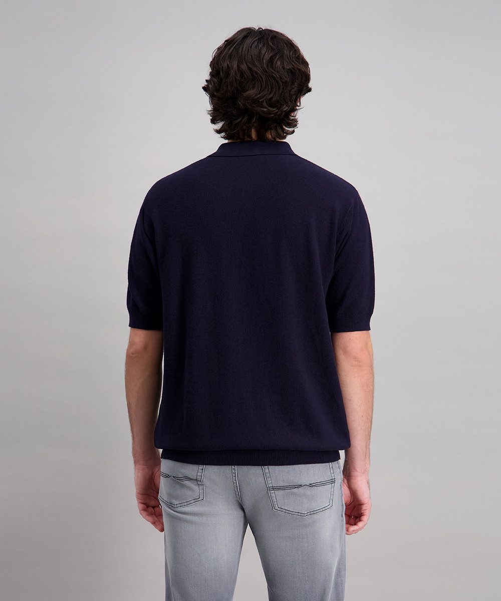 Pioneer Authentic Jeans Poloshirt Polo Strick mit zipper mit Rippbündchen