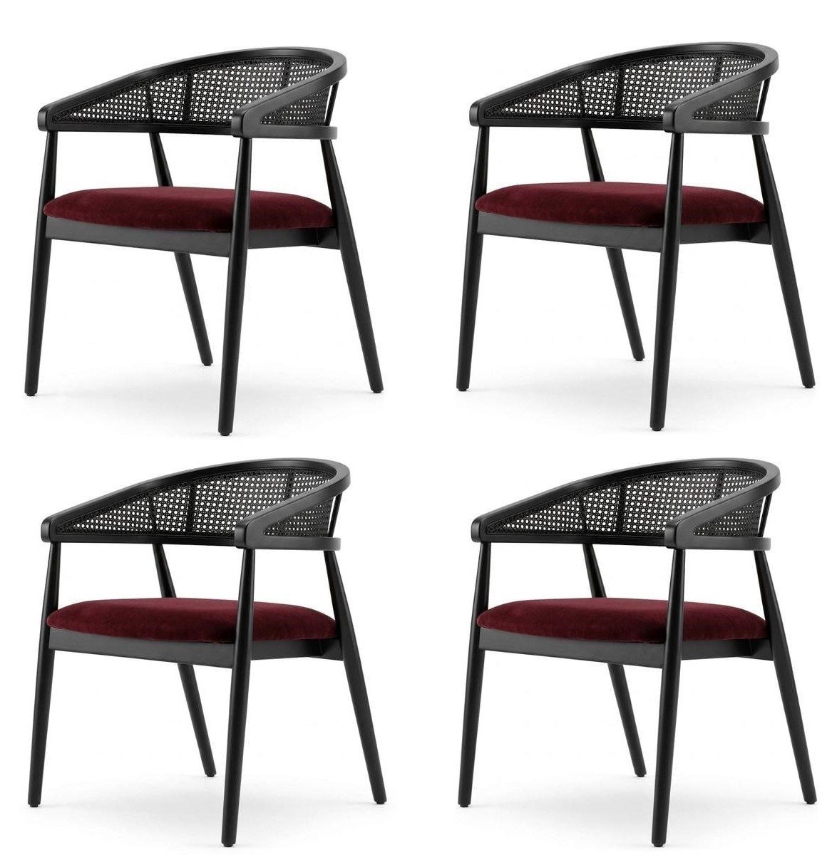 Xlmoebel Sitzgruppe Stühle Set Rot Textil Edelstahl Modern Esszimmer Stühle Gepolstert, (4-tlg., 4er-Set)