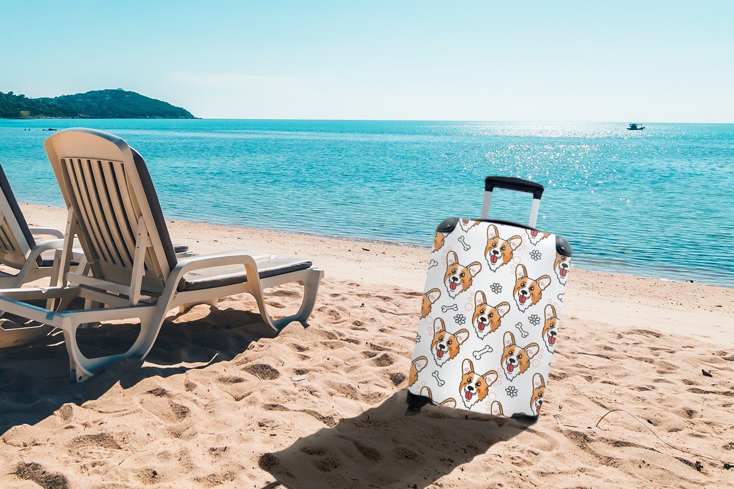 Corgi Hund mit Rollen, 4 - Ferien, Trolley, Jungen Reisekoffer - Kinder, Mädchen - für Kinder Handgepäckkoffer rollen, - - Muster MuchoWow - Reisetasche Handgepäck