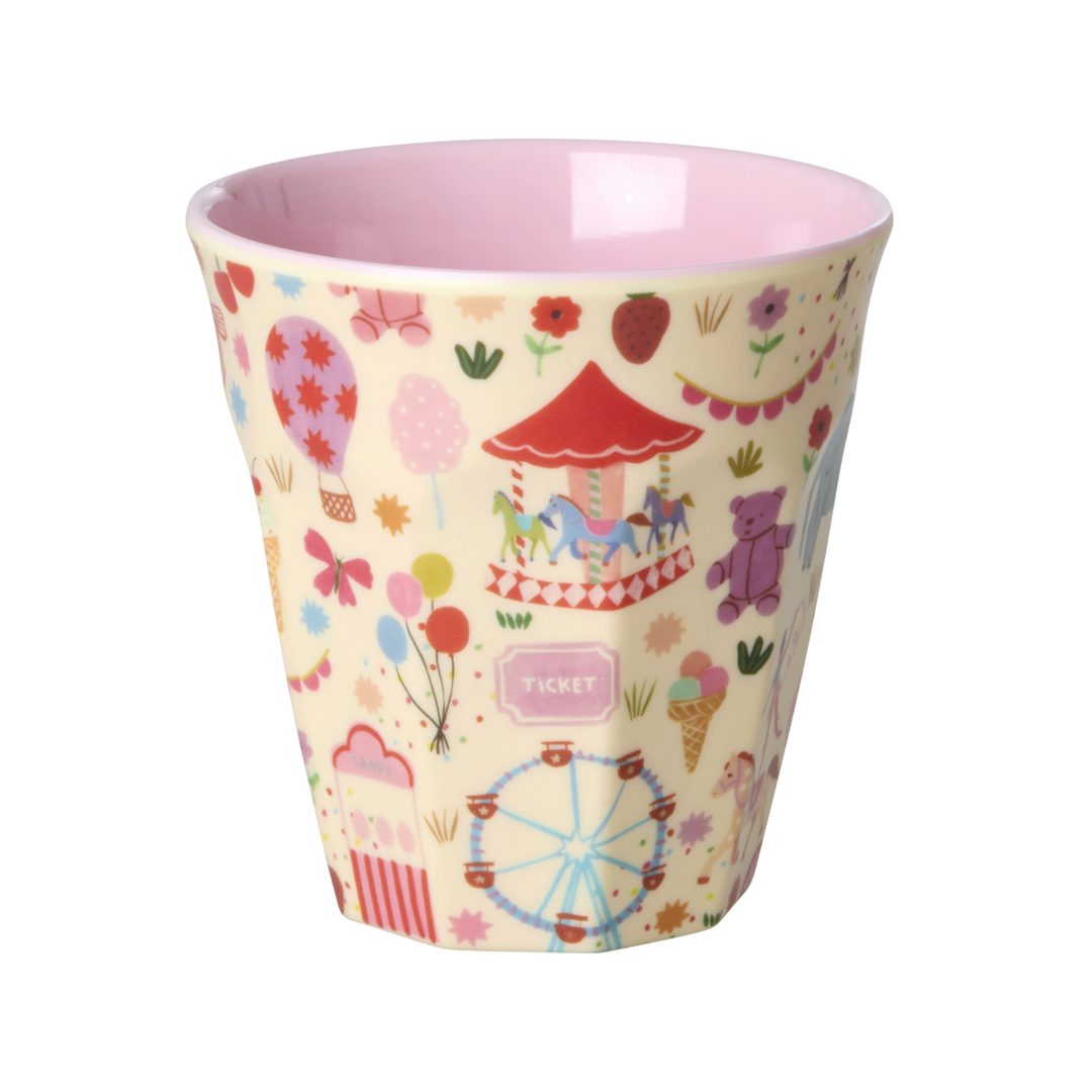 rice Kinderbecher Rice Melamin Becher Medium Pink - Fun Fair Print, Melamin
