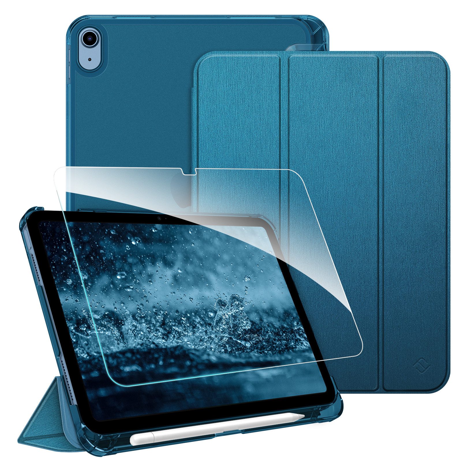 Fintie Tablet-Hülle für iPad 11 Generation 11'' 2025 (A16), iPad 10 Generation 10.9'' 2022, mit Schutzfolie-ultradünne transparente Rückseite Case mit Stifthalter