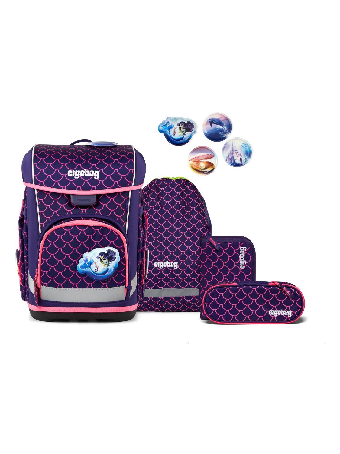 ergobag Schulranzen cubo light Set (5-tlg., 5-teiliges Set), wiegt nur 780g