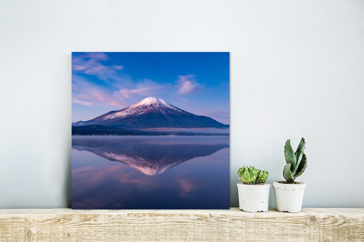 Japan Fuji-Vulkans Spiegelung Metallbild Metall, des MuchoWow (1 St), Gemälde Wasser, in Alu-Dibond-Druck, Aluminium deko aus im