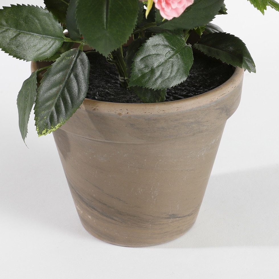 Kunstpflanze Mica künstlicher Rosenstrauch rosa im Blumentopf, Mica Decorations – Bild 4 von 5