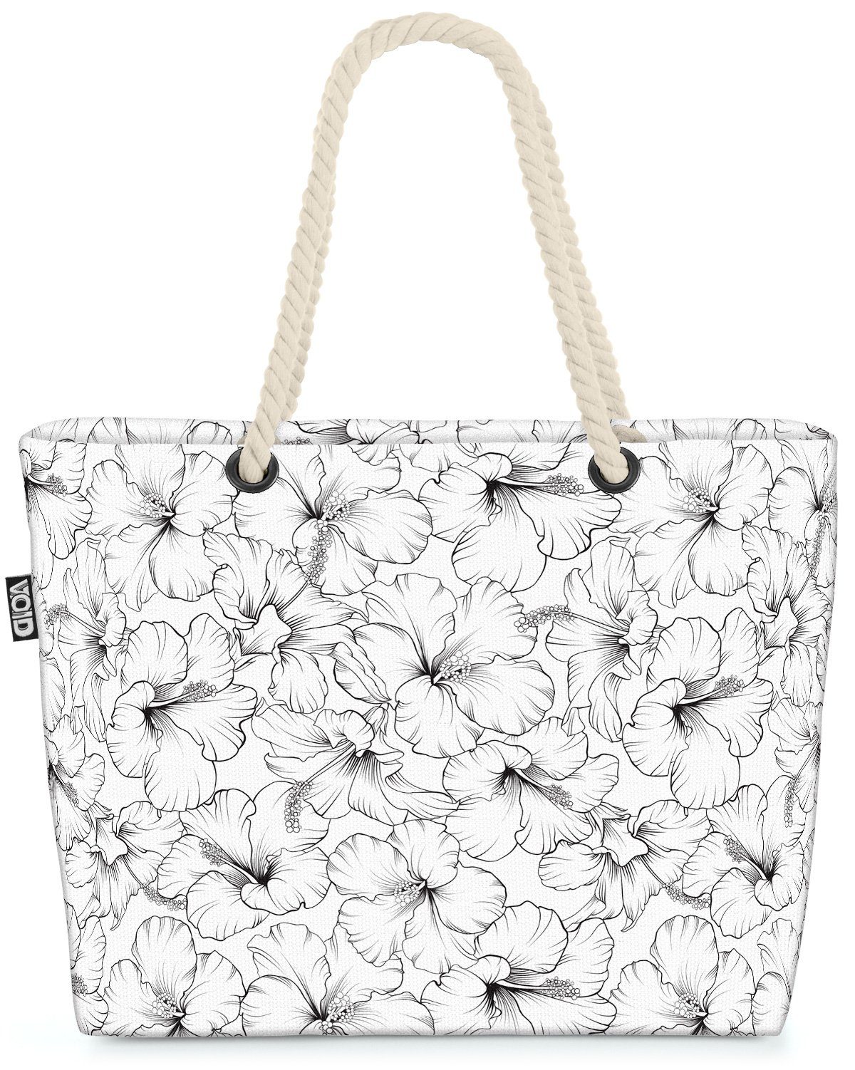 lotus Blumen Hibiskus Strandtasche Urlaub geblümt white VOID Hawaii blumenmuster (1-tlg), stempe