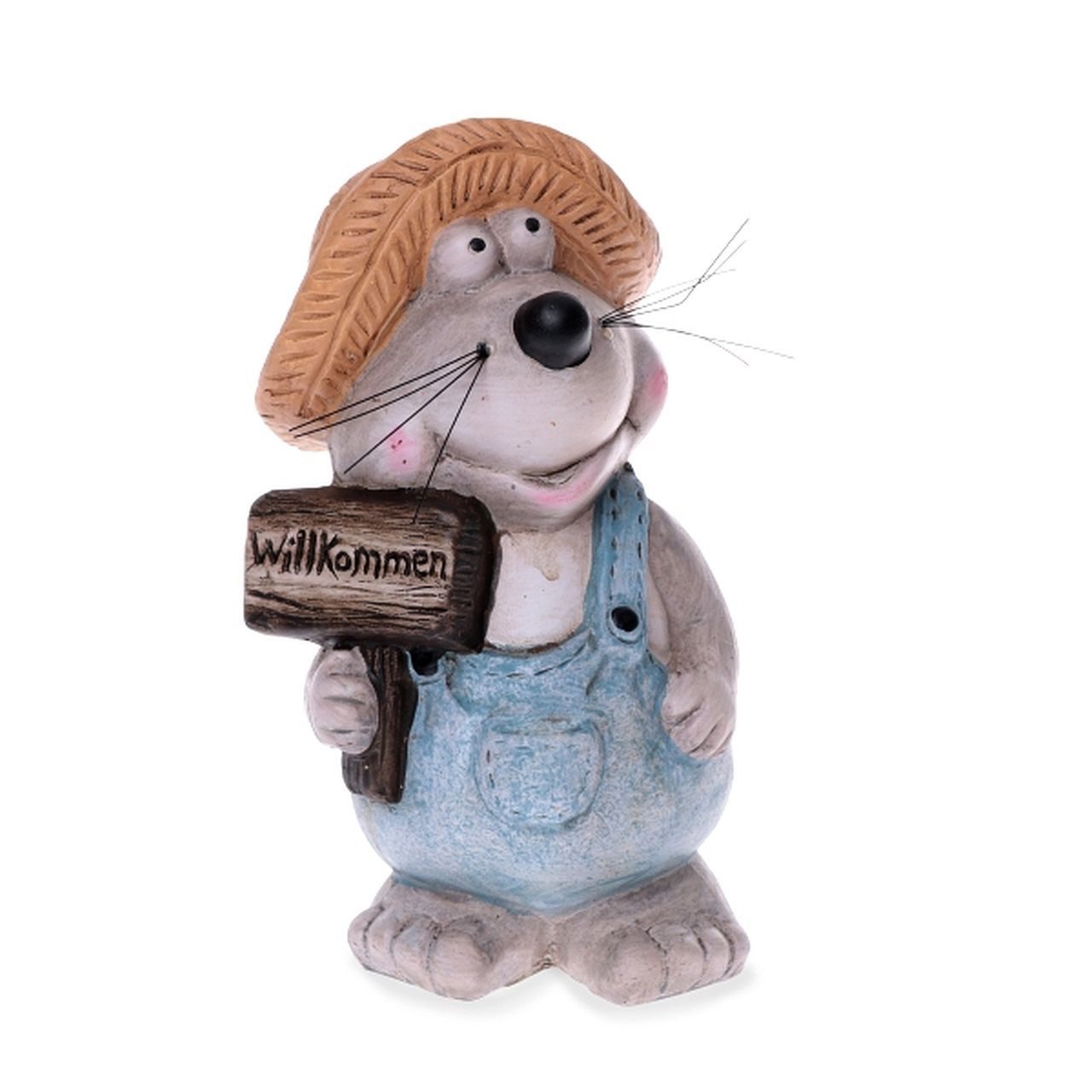Dragimex Gartenfigur Deko-Maus mit Hut – 19 cm hoch, wetterfest