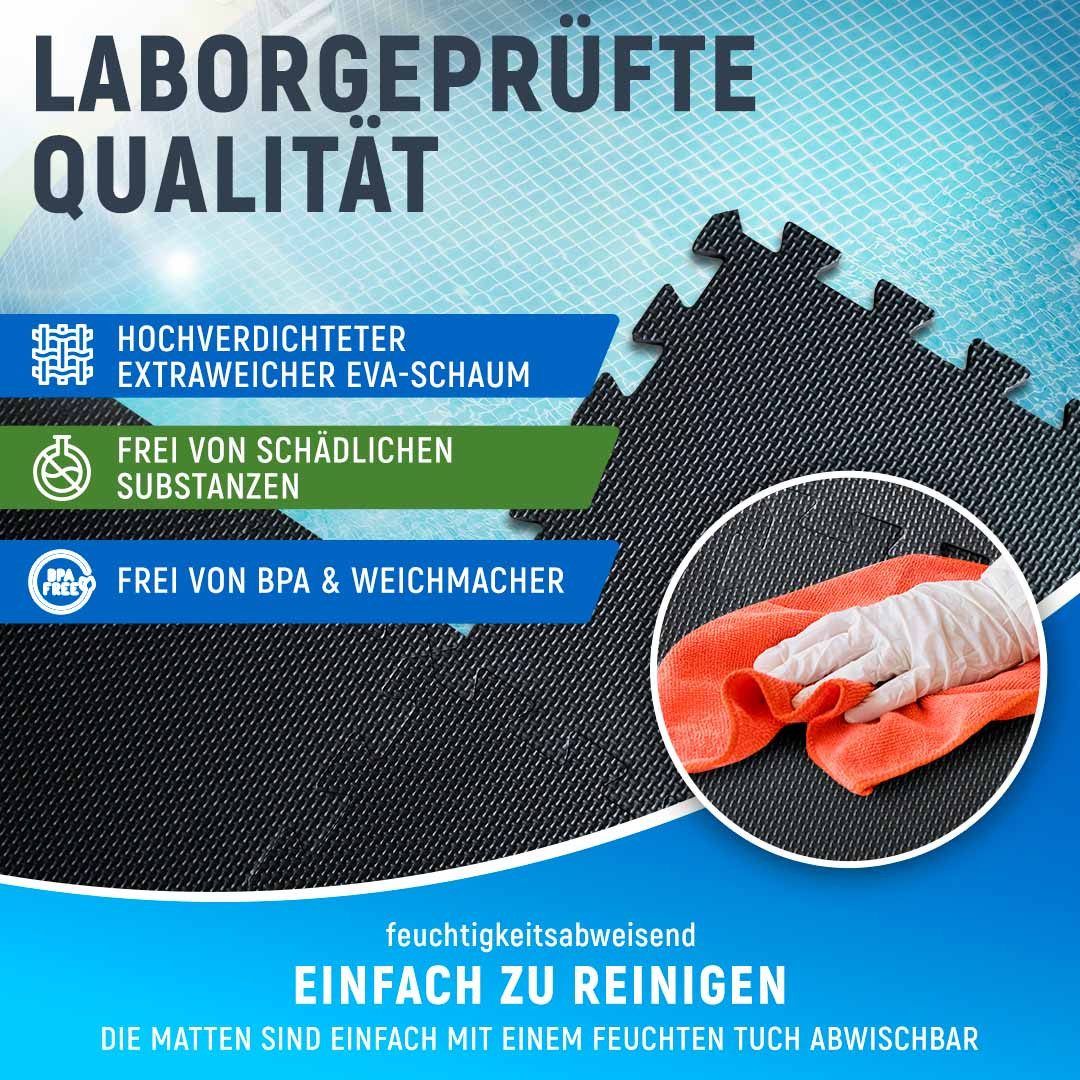 NEOLYMP Whirlpoolmatte Robuste Bodenschutzmatte - Fitness - Schutzmatte Boden - Fitnessmatte, BxLxH: 32x32x32 cm, (18 Puzzlestücke inkl. Randteile, 18 Schutzmat – Bild 4 von 5
