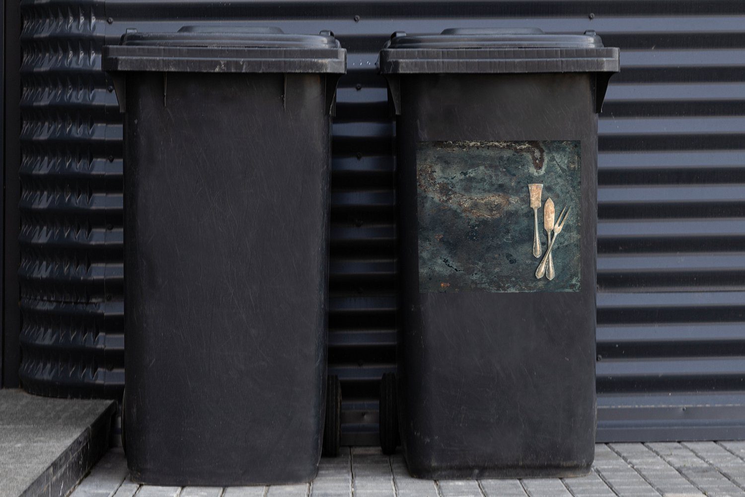 Wandsticker Container, - (1 MuchoWow Abfalbehälter Küchenutensilien Mülltonne, Rustikal - St), Vintage Sticker, Mülleimer-aufkleber,