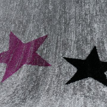 Kinderteppich Kurzflor Sterne Lila, Vimoda, Rechteckig, Höhe: 11 mm, Stern, lila, Schlafzimmer, Modern
