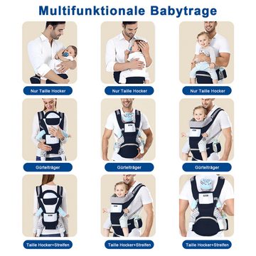 Cbei Bauchtrage Babytrage für Neugeborene und Kleinkinder Ergonomische blau (Bauchtrage Rückentrage für Babys & Kleinkinder (3-30 kg), 1-tlg., Verstellbare atmungsaktive Babytrage), leichte Babytrage mit Hüftsitz, Hüftgurt Babytrage