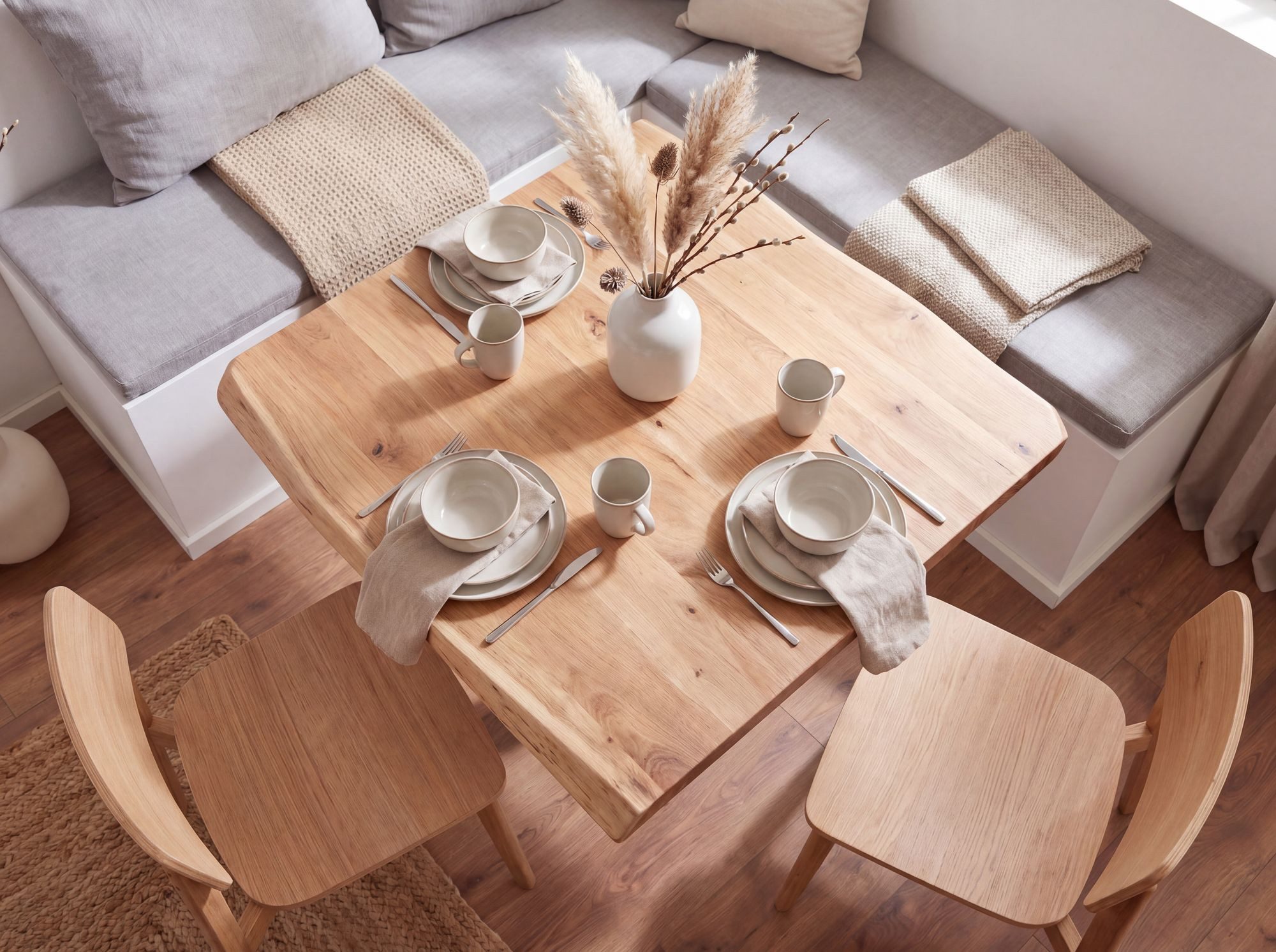 Wohnling Esstisch WL5.975 Baumkante Esszimmertisch Akazie Massiv 80 x 75 cm Küchentisch (mit Baumkante 80 x 75 x 75 cm Akazie Massivholz), Esszimmertisch Quadra – Bild 5 von 5