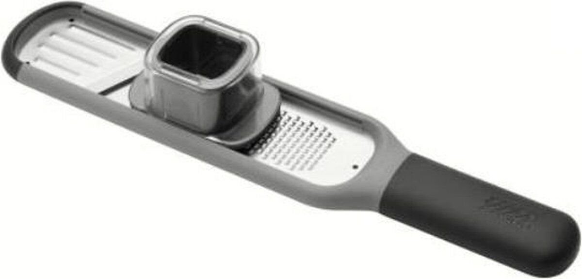 Joseph Joseph Küchenreibe Handi Mini 2-in-1 Grater und Slicer Schneidereibe Rasterreibe Grau, Ergonomisch Griff,Spülmaschinengeeignet,Fingerschutz