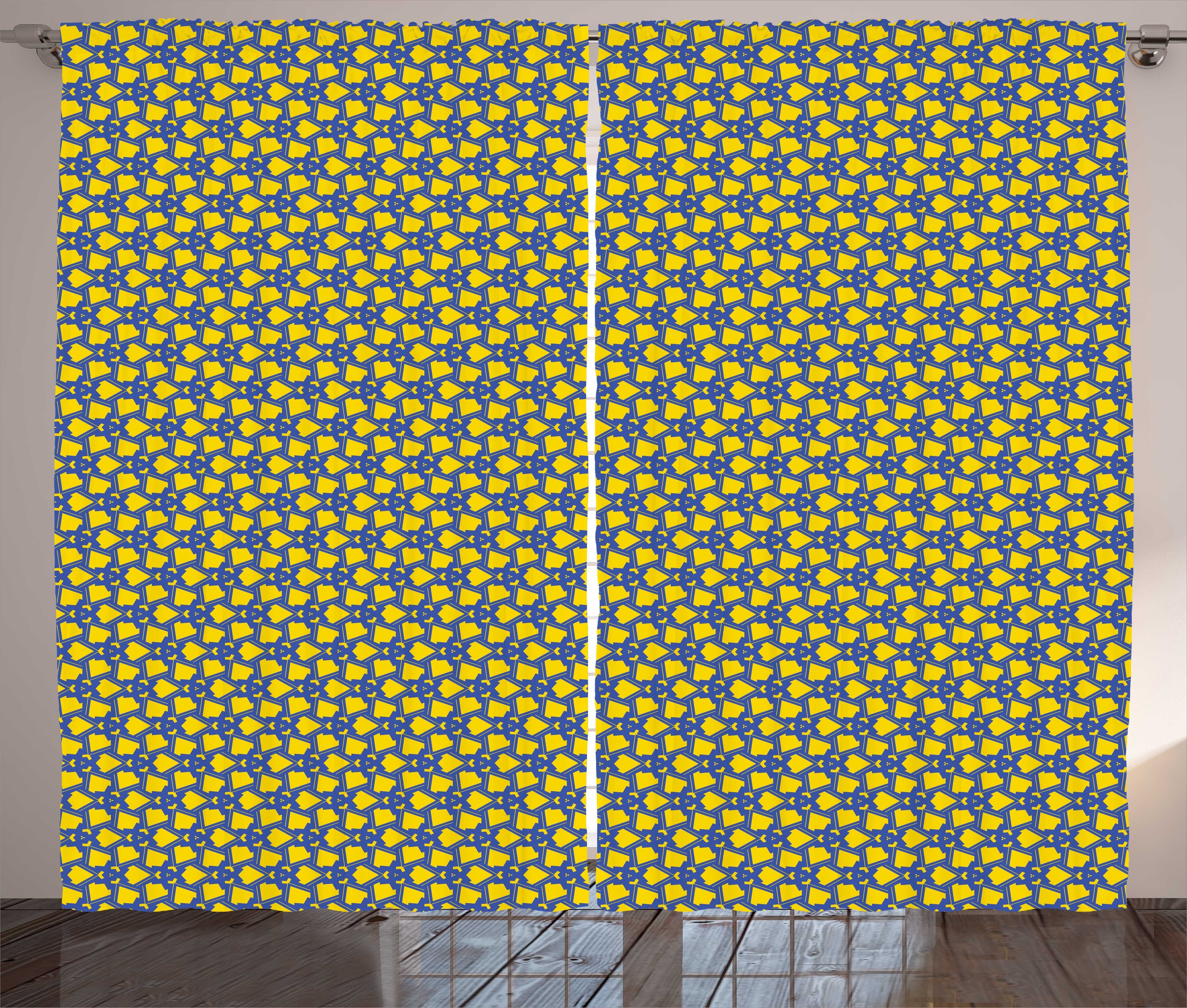 Gardine Schlafzimmer Kräuselband Vorhang mit Schlaufen und Haken, Abakuhaus, Abstrakte Geometrie bicolored Kunst