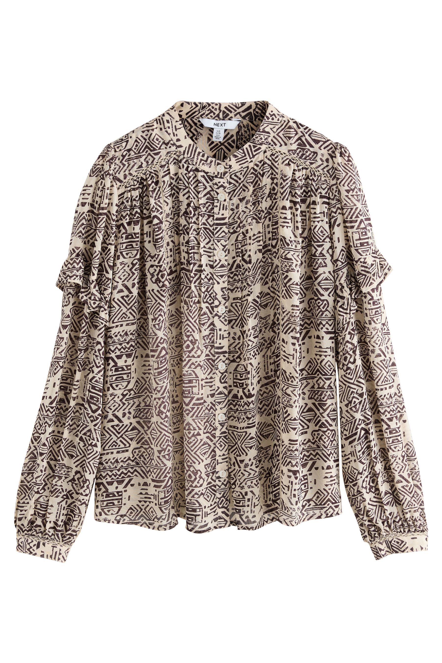 Next Langarmbluse Langärmelige Bluse mit Print, Biesen und Rüschen (1-tlg) günstig online kaufen