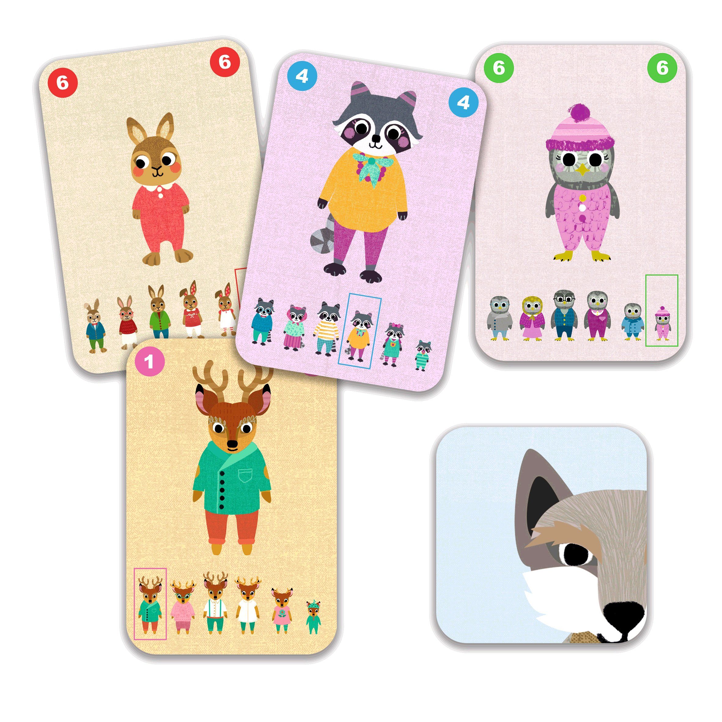 DJECO Spiel Kartenspiel Familou kooperatives Quartett Tier-Quartette