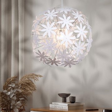etc-shop LED Pendelleuchte, Leuchtmittel inklusive, Warmweiß, Farbwechsel, Pendelleuchte Blumenmuster Deckenlampe hängend weiß